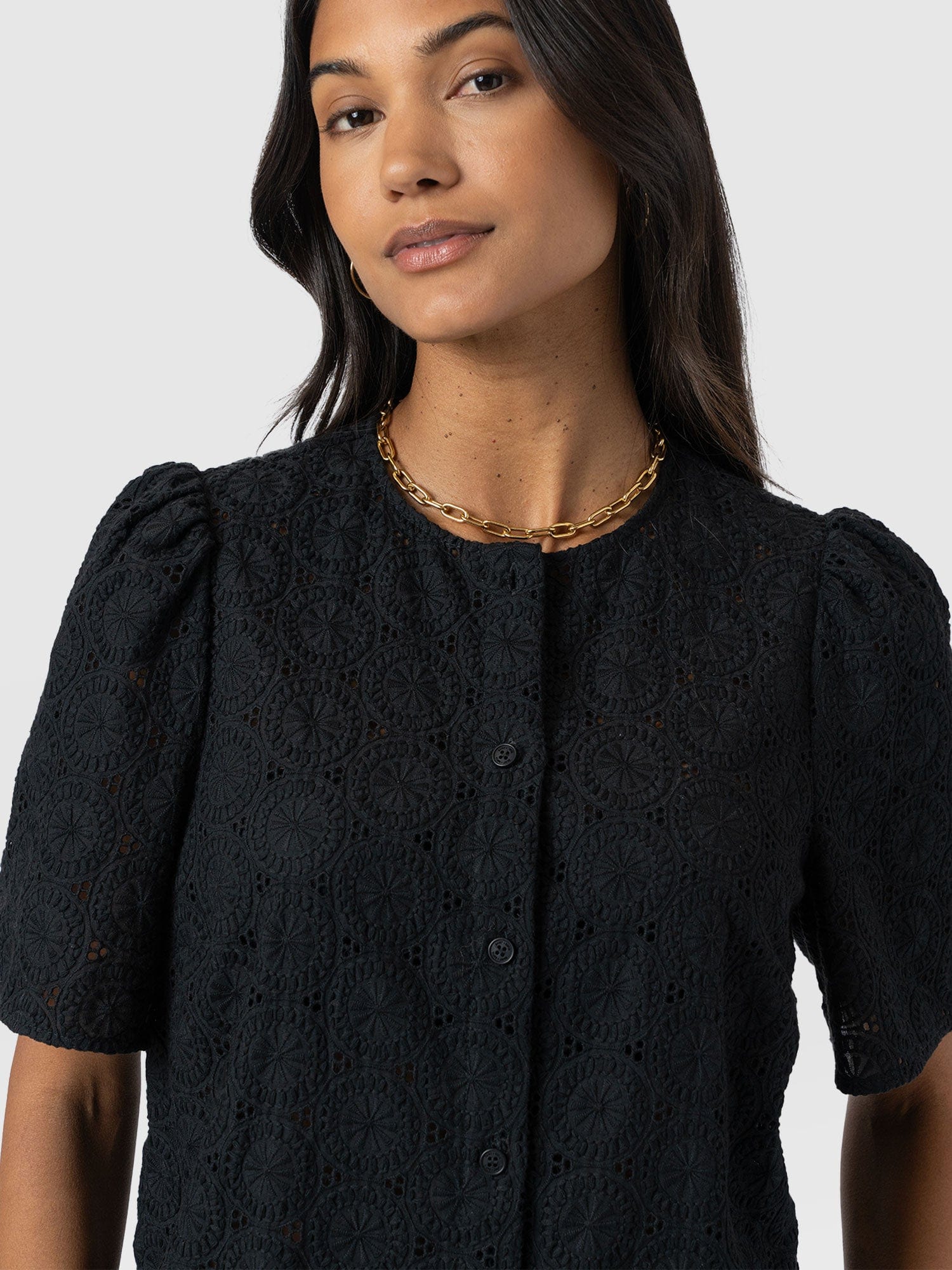 Tabitha Short Sleeve Blouse - Black - Women's Blouses | Saint + Sofia® USA